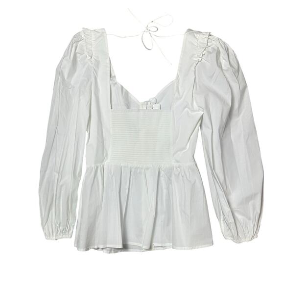 Hill House The Juliet Top White Balloon Sleeves and Jewel Buttons - Picture 7 of 8